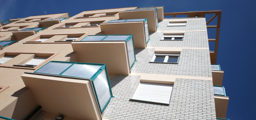vertical view skyward building